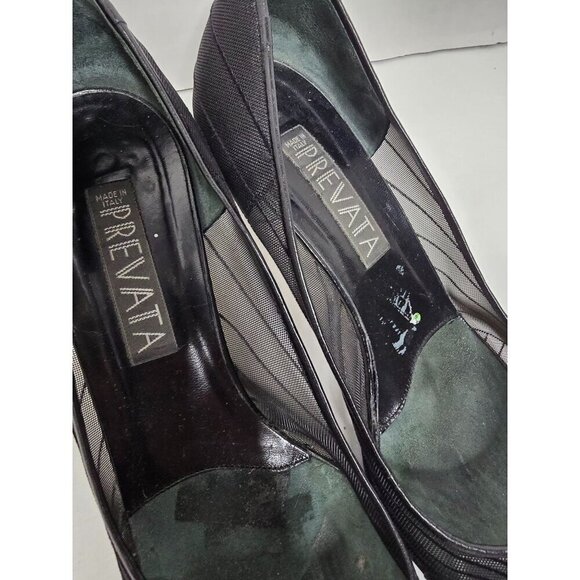 Vintage 80s 90s Black Mesh Prevata Pump High Heels Size 10 - Picture 8 of 16